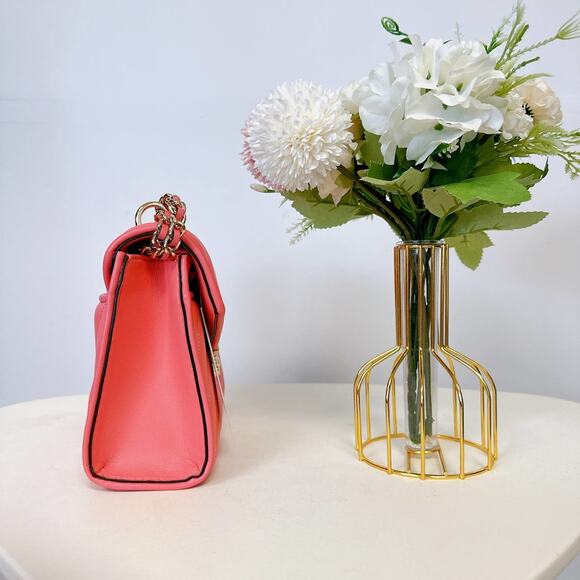 Michael Kors 35T0GX0L2U Meidum Flap Vegan Leather Shoulder Bag In GRAPEFRUIT - Picture 4 of 8